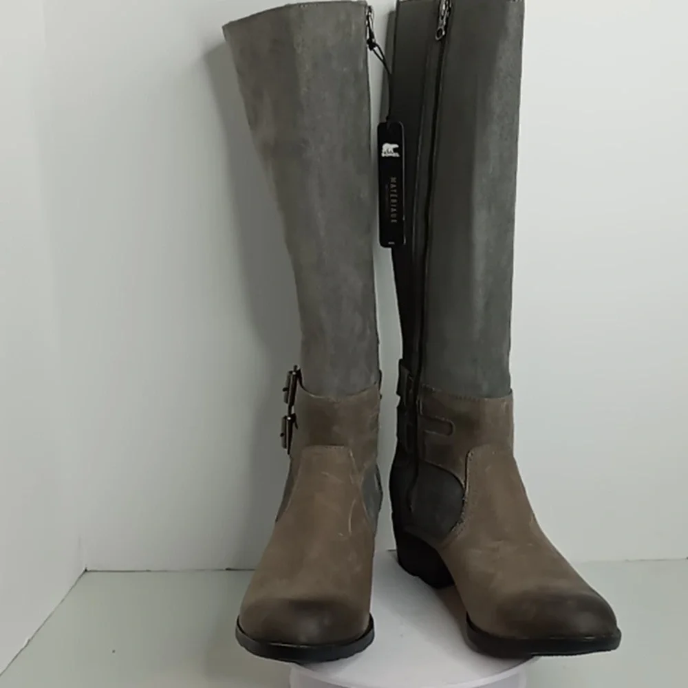 Sorel -Lolla II-Leather Waterproof Knee High Boots - Quarry Grey - size 7. NWOT